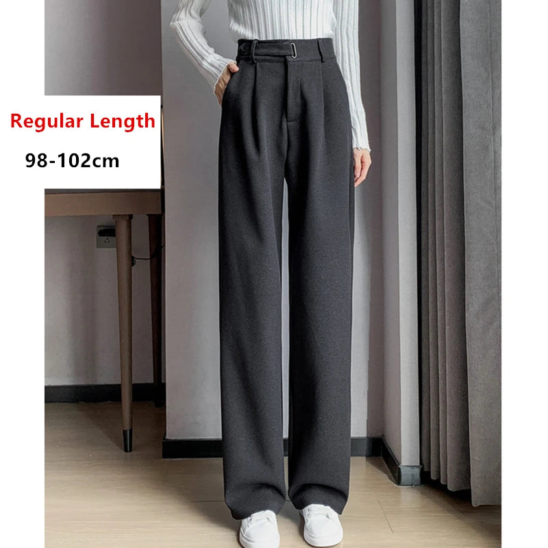 Winter Thicken Woolen Casual Loose Full Length Pants