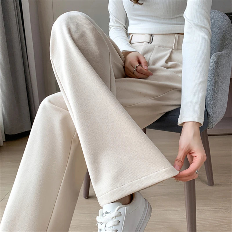 Winter Thicken Woolen Casual Loose Full Length Pants