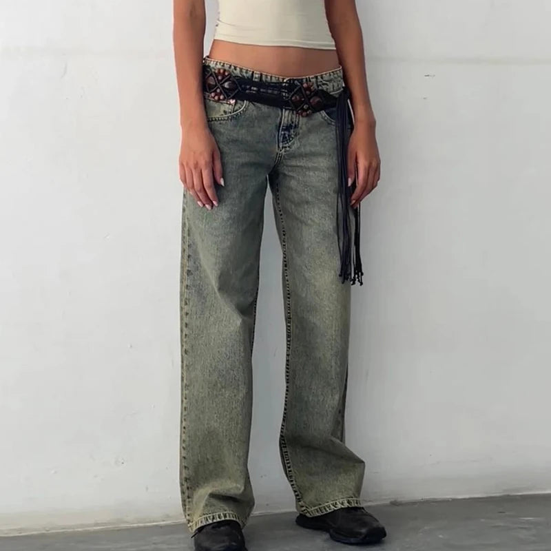 Women Y2K Wide Leg Denim Pants Baggy