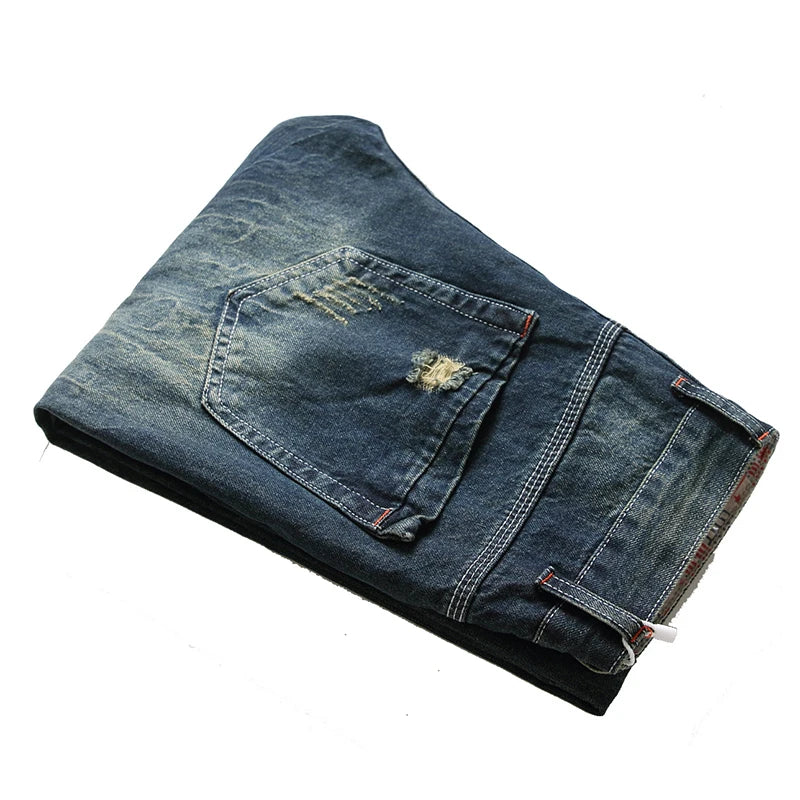 Denim Casual Ripped Trousers Men's  Jeans