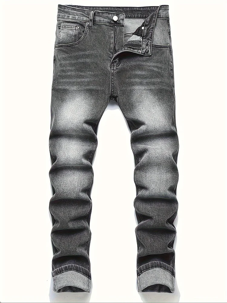 Men's street style jeans, dark gray pants