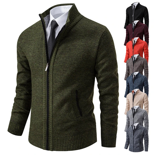 Winter New Jersey Men's Warm Zipper Cardigan