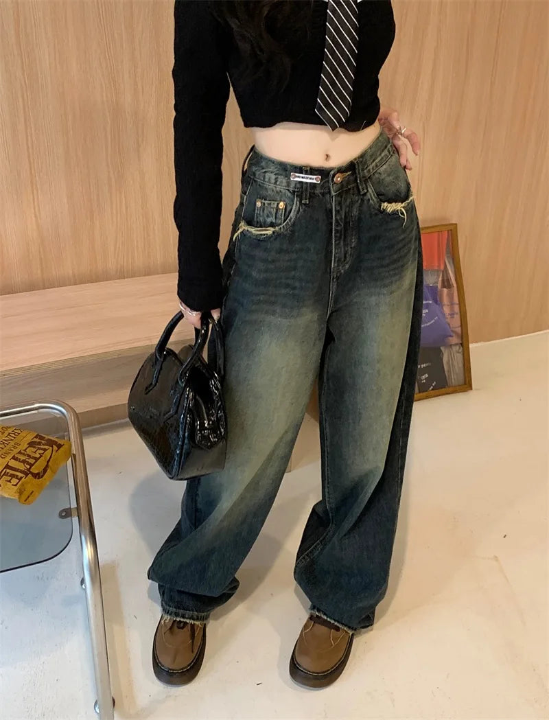 Women's Harajuku Style Loose Wide Leg Jeans