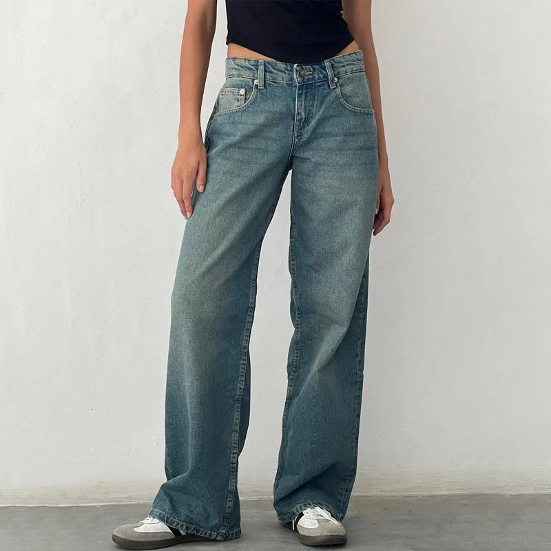 Women Y2K Wide Leg Denim Pants Baggy