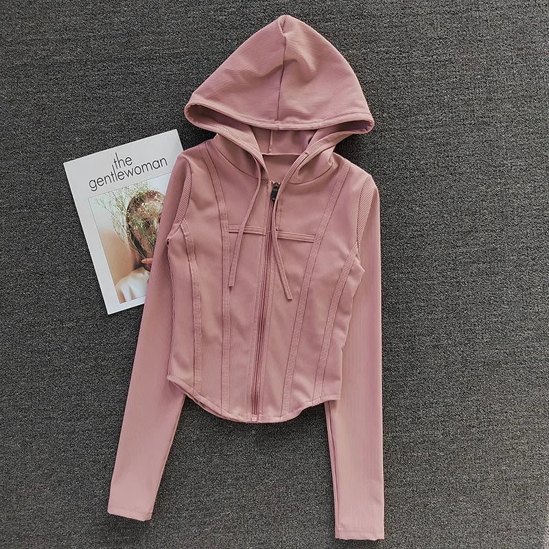 Women's Fitness Coat Hooded Cardigan T