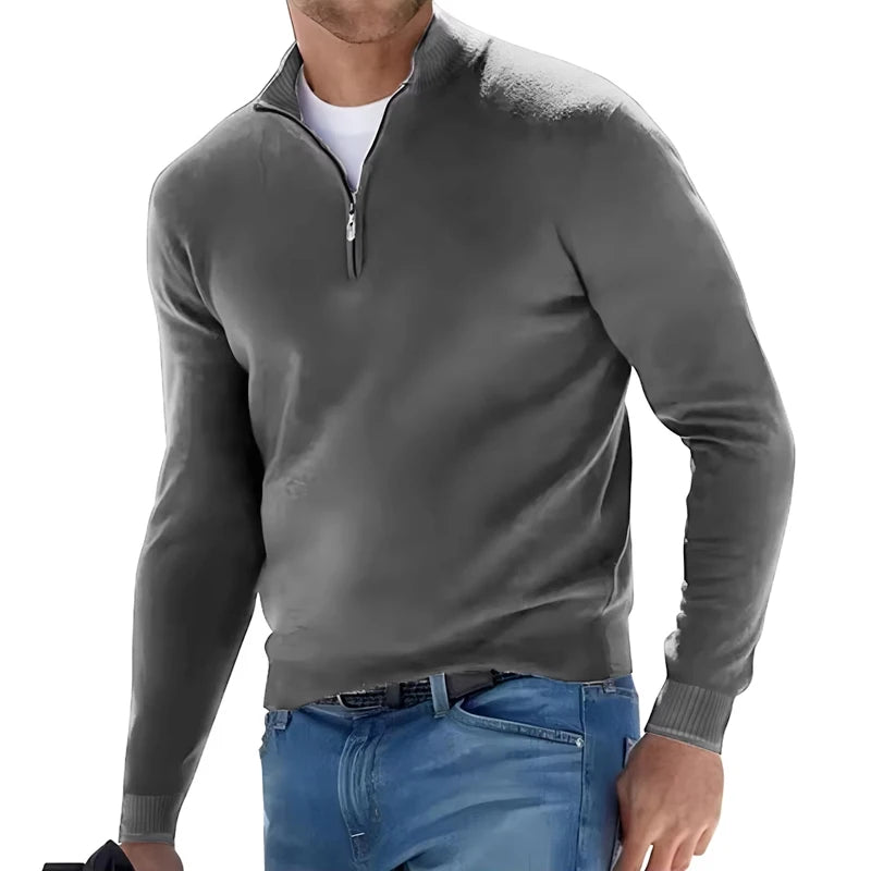 Men's Sweatwear Warm Pullover Solid Color Half Zipper