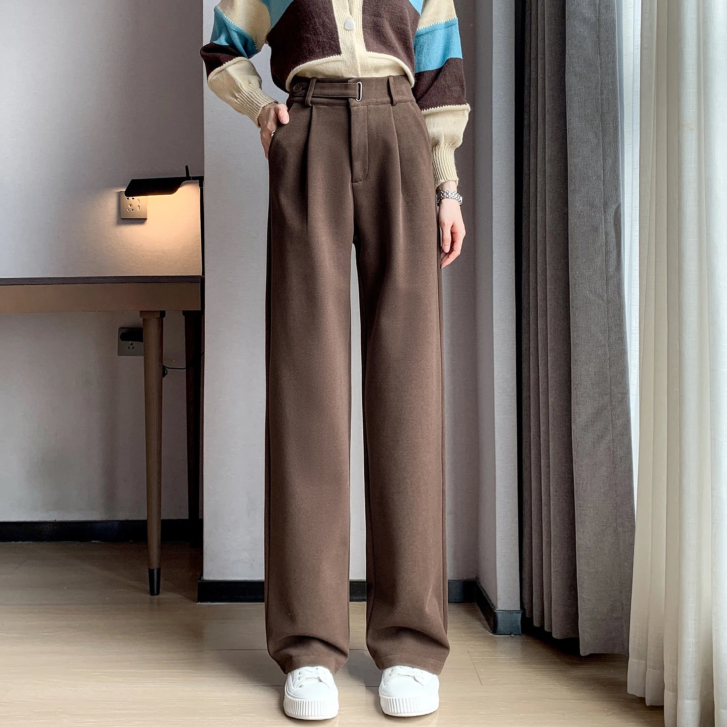 Winter Thicken Woolen Casual Loose Full Length Pants