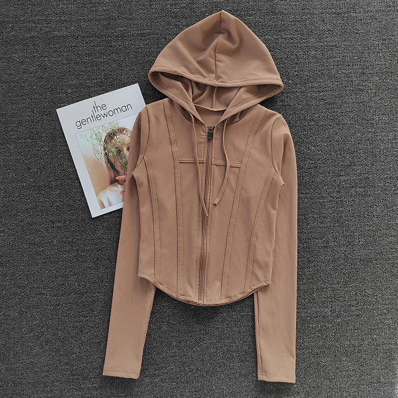 Women's Fitness Coat Hooded Cardigan T