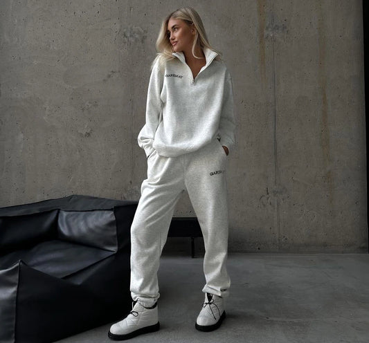 Women's Tracksuit with Zipper Cotton Oversize