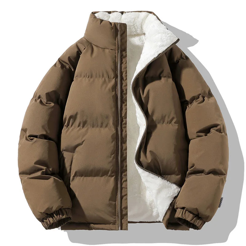 Men Winter Thick Warm Parka Coat Fleece Inside jacket