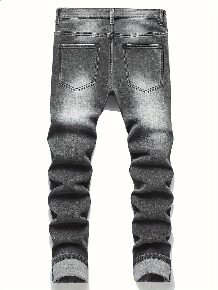 Men's street style jeans, dark gray pants