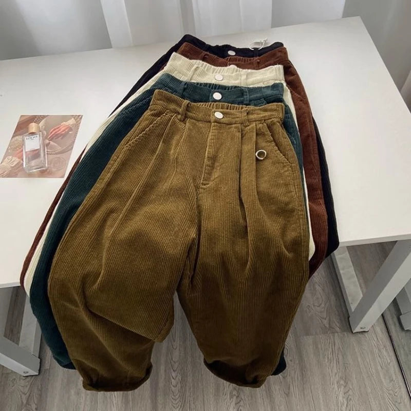 High Waist Corduroy Pants Women