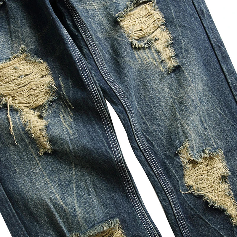 Denim Casual Ripped Trousers Men's  Jeans