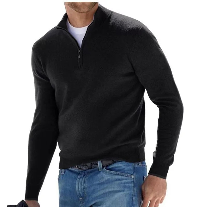 Men's Sweatwear Warm Pullover Solid Color Half Zipper