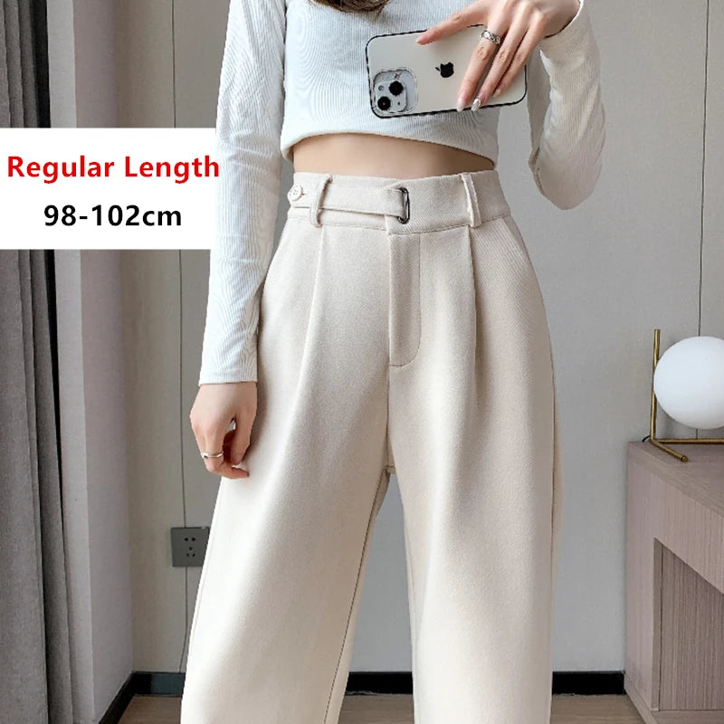 Winter Thicken Woolen Casual Loose Full Length Pants