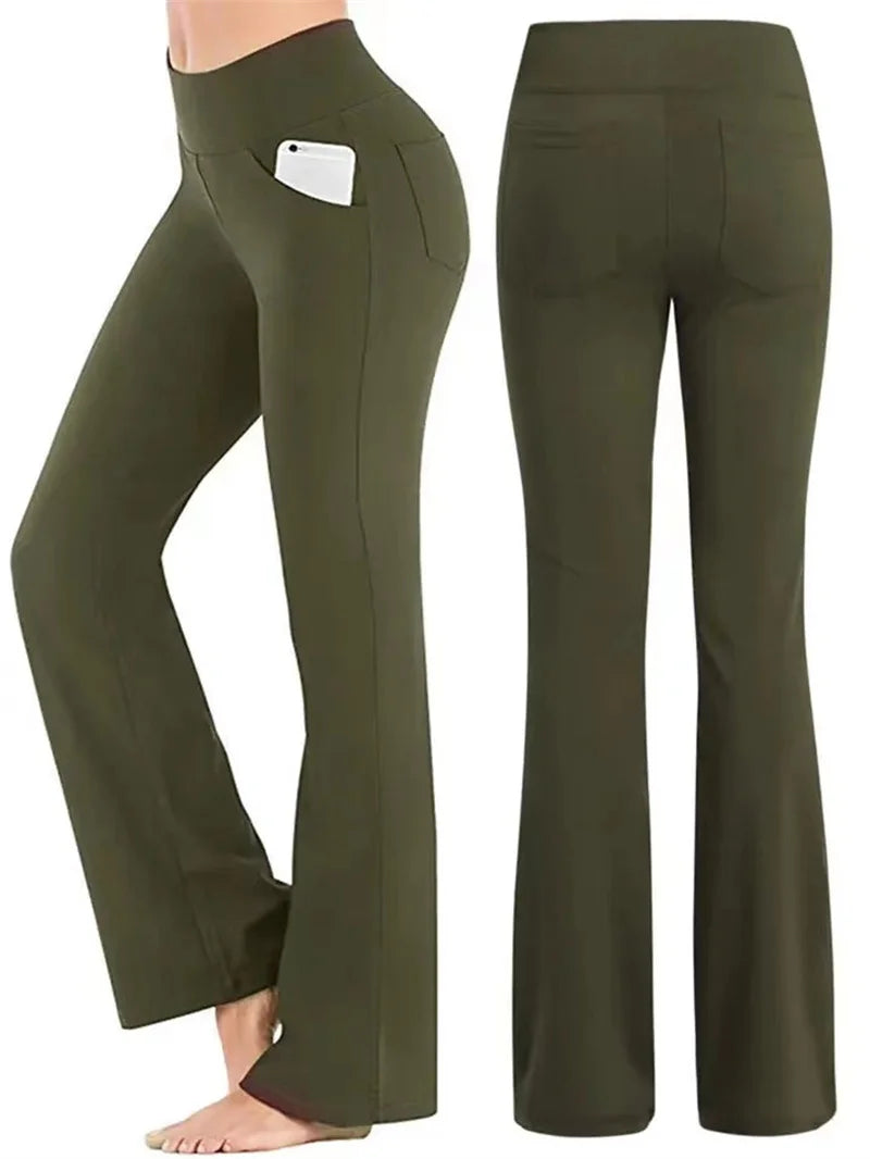 Elegant Women's Pants Palazzo Flared Wide Killer High Waist OL Ladies Career Long Trousers