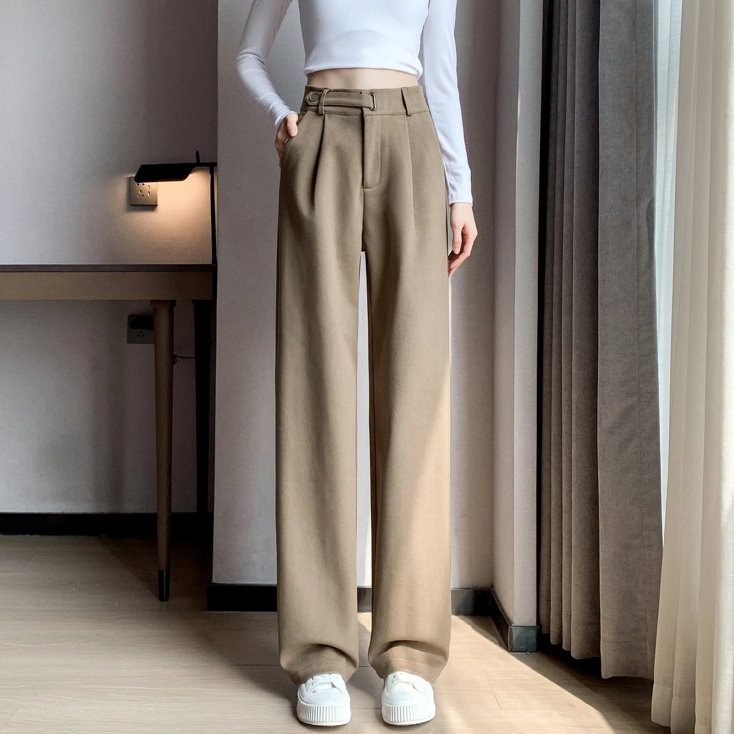 Winter Thicken Woolen Casual Loose Full Length Pants