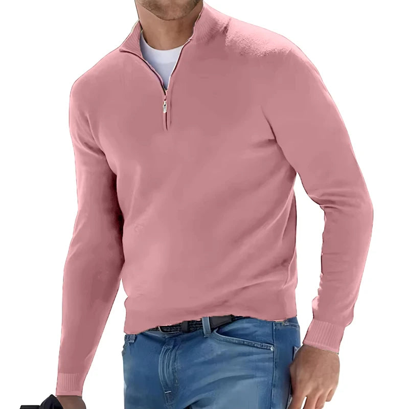 Men's Sweatwear Warm Pullover Solid Color Half Zipper